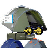 Where Tomorrow Pop up Familienzelt für 3 Personen – 10 Sek. Quick-up-Aufbau, grün, wetterfest, geräumig und ideal für Outdoor-Abenteuer.