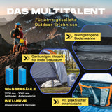 Where Tomorrow Pop up Familienzelt für 3 Personen – leicht, schnell aufgebaut, wasserdicht mit geräumigem Vorzelt und Innentasche, grau.