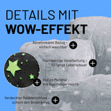 LUMALAND Sessel „Glow in the Dark“ - Kids Size - Sternen-Design - Bezug soft & waschbar - Grau mit abnehmbarem, waschbarem Bezug und weichem Material.