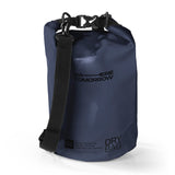 Where Tomorrow Dry Bag 5L - Style 01 - Dunkelblau wasserfester, robuster Outdoor-Rucksack mit verstellbarem Schultergurt und Rolltop-Verschluss.