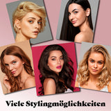 VITALmaxx Profi Hair-Styler - 3in1 Lockenstab, Glätteisen, Welleisen mit Display zeigt verschiedene Frisuren und Stylingvarianten.