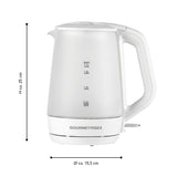 GOURMETmaxx Glas-Wasserkocher mit Frostglas-Design und 1,7 Liter Fassungsvermögen, Wasserstandsanzeige, kabellos und LED-Beleuchtung.