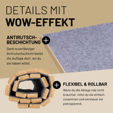 LUMALAND Bambusauflage für Modular-Hocker - 54 x 50 x 1 cm mit Antirutschschicht, flexibel rollbar und platzsparend verstaubar.