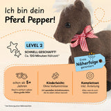 cuci cuci Näh-Baukastenset Motiv Pferd Pepper, Komplettset für Kinder ab 5 Jahren, erste Näherfolge garantiert, Level 2 Nähen kinderleicht