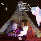 MAXXMEE Verwandlungskissen Glow in the dark Kissen Kopfkissen Fleecedecke 2in1 mit leuchtenden Sternen beim Spielen im Dunkeln