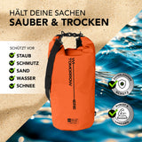 Where Tomorrow Dry Bag 20L - Style 02 - Orange wasserdichter, robuster Rucksack mit UV-Schutz, ideal für Outdoor-Abenteuer.