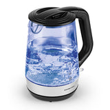 GOURMETmaxx Glas-Wasserkocher 1,7l mit Wasserstandsanzeige, Edelstahl, schwarz, kabellos, ideal für kleine Wassermengen ab 250 ml.