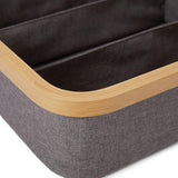 LUMALAND Organizer mit Bambus-Rahmen - 3er-Set, grauer Stoff mit stabilem, praktischem Bambusrahmen, 30 x 30 x 9 cm.