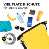#DoYourOutdoor Dry Bag 10L - Gelb wasserdichte Tasche mit 10L Fassungsvermögen für Outdoor-Abenteuer und sicheren Schutz deiner Wertsachen.