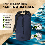 Where Tomorrow Dry Bag 10L - Style 02 - Dunkelblau, wasserdichter und robuster Outdoor-Rucksack mit Rolltop-Verschluss.