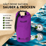 Where Tomorrow Dry Bag 20L - Style 01 - Lila, wasserdichter und robuster Rucksack zum Schutz vor Staub, Schmutz, Sand, Wasser und Schnee.
