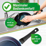 BRATmaxx Aluminium-Pfanne + Pyramidenstruktur Ø 24 cm mit Soft-Touch-Griff, leicht zu reinigen, maximaler Bedienkomfort.