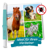 tickSAFE Zeckengreifer mit rotierendem Greiferkopf zur Anwendung am Tier schonendes Entfernen von Zecken bei Pferden Hunden Katzen