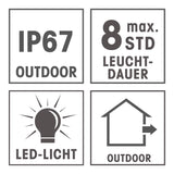 EASYmaxx Solar-Leuchte Stein flach 3,7V weiß mit IP67, LED-Licht, 8 Std. Leuchtdauer und Outdoor-Eignung