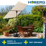 Hoberg flexibler Sonnenschirm - Beige, rechteckiger Sonnenschutz mit 360° Drehfunktion, höhenverstellbar und wasserfest für Balkon und Terrasse.