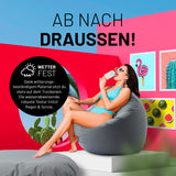 LUMALAND Sitzsack Drops (300 L) Grau, wetterfest, wasserabweisend, bequem für drinnen & draußen, langlebig mit robusten Nähten.