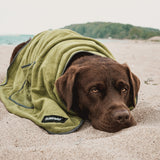 FLUFFINO® Hundehandtuch Mikrofaser – 2er-Pack, 120x70 cm, grau & grün, extra saugfähig und schnell trocknend, ideal für Hunde.