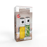 GOURMETmaxx Sprühflaschen - Für Essig & Öl - 2er-Set mit Anti-Rutsch-Deckel und Reinigungsbürste für gesundes Dosieren von Öl und Essig.
