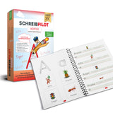 Schreibpilot Heft Wörter mit Bleistift/Radiergummi - Lernheft zum Schreiben ein- bis dreisilbiger Wörter mit Illustrationen und Rillen.
