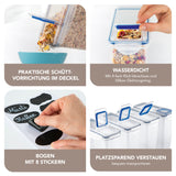 GOURMETmaxx Frischhaltedosen Klick-it hoch 8-tlg. weiß/blau mit 4-fach Klickverschluss, Silikonring, Schüttvorrichtung und 8 beschriftbaren Stickern.