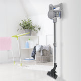 MAXXMEE Akku-Zyklon-Staubsauger hellgrau/blau mit 35 Min Laufzeit, 2 Saugstufen, Teleskoprohr bis 80 cm, Edelstahl- und EPA-Filter.