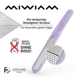 MIWIAM Nagelfeile für Finger- und Fußnägel - flieder mit einzigartiger Metallgitter-Struktur für glatte, rissfreie Nägel.
