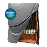 Hoberg Strandkorb Schutzhülle L/XL grau, robustes, wasserfestes Kunststoffgewebe mit Ventilationsfenstern und Reißverschlüssen.