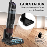 N8WERK Saugwischer Smart Clean 3in1 mit Ladestation, kabellos, intelligentem Selbstreinigungsmodus und LED-Display.