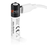 MAXXMEE Batterien wiederaufladbar AAA - 4er-Set mit USB-C-Ladekabel, Akku-Batterie während des Ladens, wiederaufladbar und langlebig.