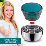 GOURMETmaxx Edelstahl-Schüsseln 8-tlg. Edelstahl, stapelbar, platzsparend, mit Deckeln, spülmaschinengeeignet und gefriertauglich.