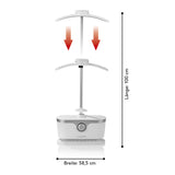 CLEANmaxx Hemdenbügler PRO für Oberbekleidung in Weiß/Silber mit automatischem Trocknen und Bügeln, 100 cm Höhe, 58,5 cm Breite.