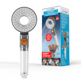 EASYmaxx Duschkopf „Water-Control“ mit Spar- und Stopp-Funktion, 3 Strahl-Modi und doppelseitiger Wasserausgabe.