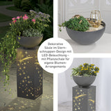 GARVIDA LED-Dekosäule Beton-Optik "Sternschnuppe" mit Pflanzschale und warmweißer LED-Beleuchtung, 59 cm hoch.