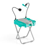 MAXXMEE Fußstütze Pediküre Salon Step mint/weiß mit LED-Licht-Lupe, USB-Trockenlüfter, Schublade und verstellbarer Fußablage.