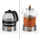 STÖVCHEN Kannenwärmer - Edelstahl hält Tee- und Kaffeekannen mit Teelicht warm, mattiertes Edelstahl-Design, kompatibel mit Ø 7–14 cm Kannen.