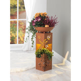 EASYmaxx LED-Dekosäule 3D Rost-Optik "Libelle" - 72 cm mit LED-Beleuchtung und abnehmbarer Pflanzschale für Wohnung und Garten.