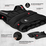 FitEngine Gewichtsweste 20 kg aus schweißabweisendem Material mit 36 herausnehmbaren Gewichten und verstellbarem Doppel-Klettverschluss.