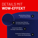 LUMALAND Sitzsack Pouf (50 L) in Navyblau, wasserabweisend, abnehmbar, mit extrastarken Nähten und verdecktem Reißverschluss für lange Haltbarkeit.