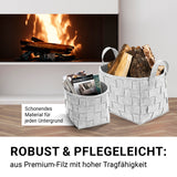 N8WERK Filz-Aufbewahrungstasche L hellgrau, faltbar, mit Tragegriffen, robust und pflegeleicht, ideal für Holz oder Stauraum im Haushalt.