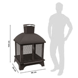 LANDMANN Feuerkorb FP-I-660 66 cm schwarz mit Kaminoptik, Gitternetz, Schwenktüren, Feuerwanne und Schornstein.