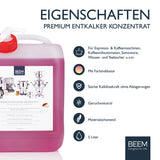 BEEM PREMIUM ENTKALKER KONZENTRAT 5 l – Universal, stark, geruchsneutral, materialschonend, mit Farbindikator, für Kaffee- und Espressomaschinen.