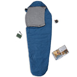 Where Tomorrow Camping Schlafsack Small & Light Royalblau, wasserabweisend, atmungsaktiv, mit Kordelzug, Wärmekragen und Packtasche.