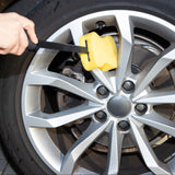 CLEANmaxx Felgenbürste mit 2 Schwämmen - gelb zur schonenden, gründlichen Reinigung von Alufelgen und schwer zugänglichen Stellen.