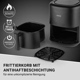 N8WERK Heißluft-Fritteuse - 3,0l mit antihaftbeschichtetem Frittierkorb, Timer, Abschaltautomatik und Überhitzungsschutz.