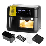 GOURMETmaxx 4-in-1-Heißluftfritteuse mit Touchdisplay, 10 Programmen, synchronisierten Garzonen, schwarz/Edelstahl.