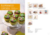 Kinderleichte Becherküche Set inkl. Messbecher-Set - Band 8 mit Blumenwiese Cupcakes und Zutatenübersicht für kreative Motivkuchen.