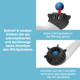 EASYmaxx WC-Bürste - 2 in 1-Klick-System mit flexiblem Silikonlamellen-Bürstenkopf und integriertem WC-Spülstein in weiß/schwarz.