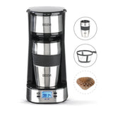 BEEM Single-Kaffeemaschine Thermo2Go 750W in Edelstahl/schwarz mit Timer, To-go-Becher und Permanentfilter.