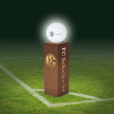 FC Schalke 04 LED-Dekosäule Rost-Optik mit Leuchtkugel, 84 cm, braun, freistehend, mit Logo und Fußball-LED-Leuchte