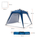 Where Tomorrow - Pop up Pavillon - Faltpavillon blau mit 10 Sek. Quick-up-Aufbau, 250x250 cm, wetterfest, inkl. Seitenwand.